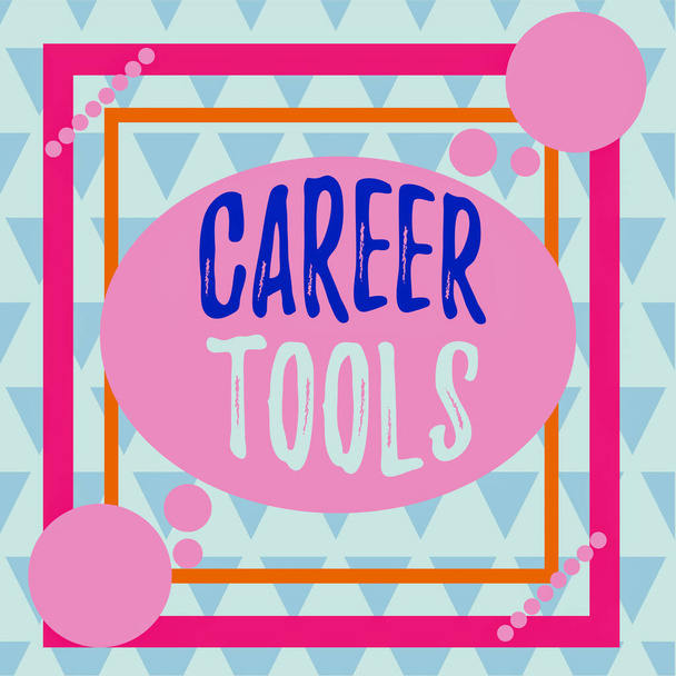 Conceptual hand writing showing Career Tools. Business photo text the system designed to assist and enhance your career Asymmetrical format pattern object outline multicolor design. - Φωτογραφία, εικόνα