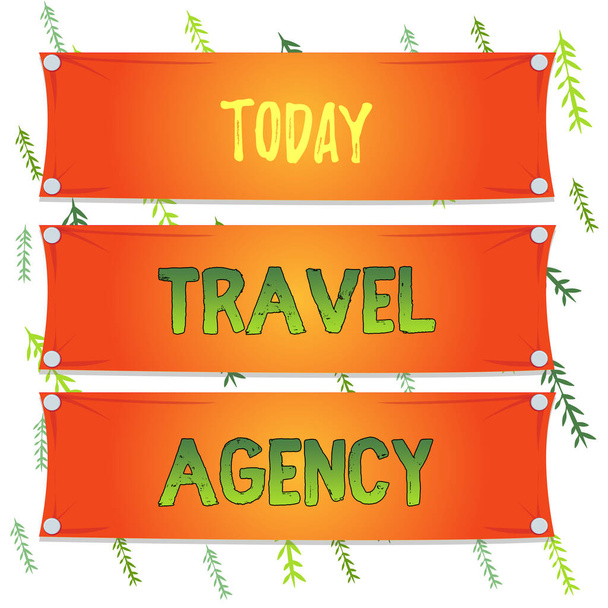 Handwriting text Travel Agency. Concept meaning Agency that makes the necessary arrangements for travelers Wooden panel attached nail colorful background rectangle lumber plank wood. - Fotoğraf, Görsel