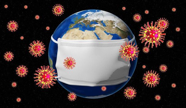 Παγκόσμια πανδαισική coronavirus / εστία γρίπης - 3d illustration - Φωτογραφία, εικόνα