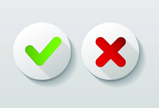 Red and Green Check Mark Icons Button Vector Illustration EPS10 - Vector, Image