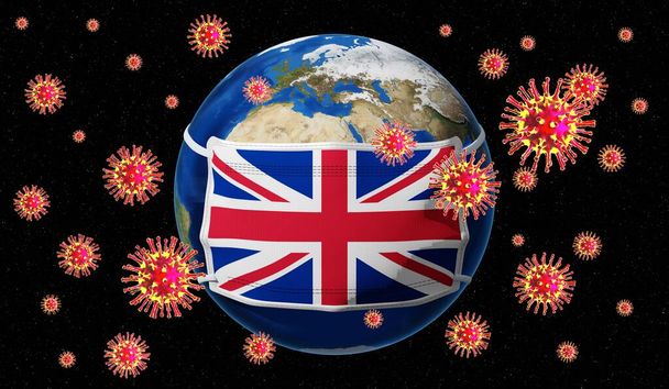 Pandemia globale di coronavirus / epidemia influenzale - Gran Bretagna - Illustrazione 3D
 - Foto, immagini