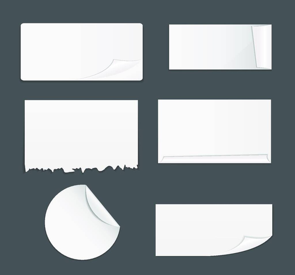 Set of White Paper Stickers Isolated on White Background.  Vector illustration. EPS10 - Вектор, зображення