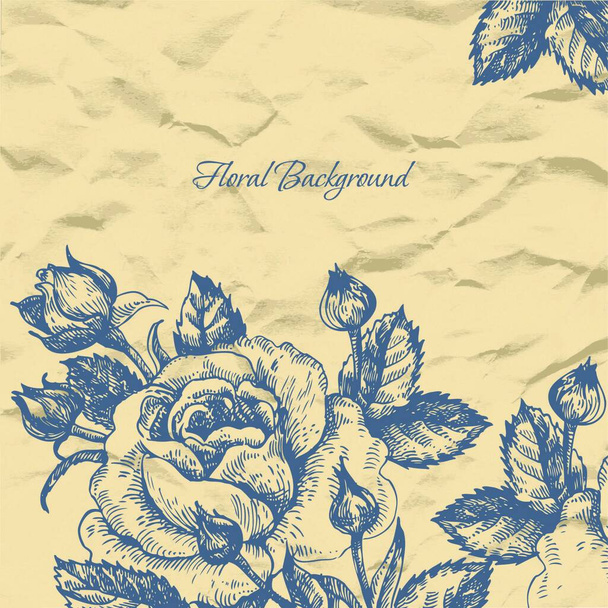 Floral background with crushed paper - Вектор,изображение