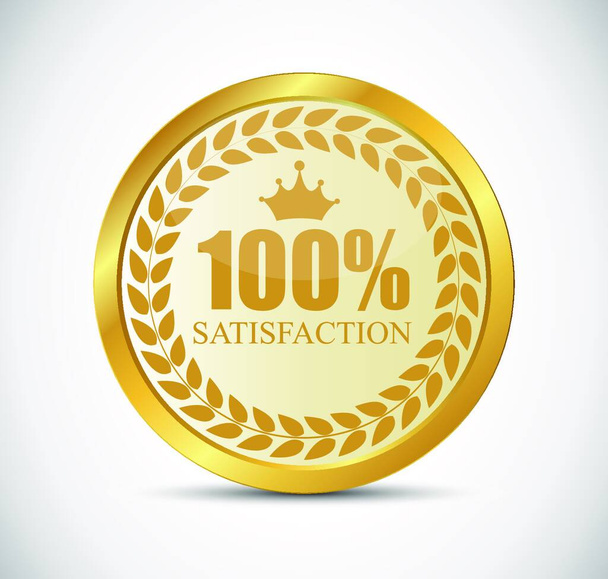 100 % Satisfaction Golden Label Vector Illustration eps10 - Vector, imagen