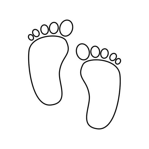 aranyos lábnyomok baby line stílus ikon - Vektor, kép