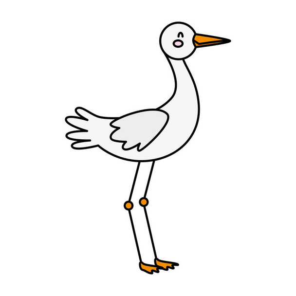 cute stork animal isolated icon - Vector, Image