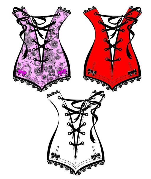 set of beautiful retro clothes illustration - corsets - Vektor, kép