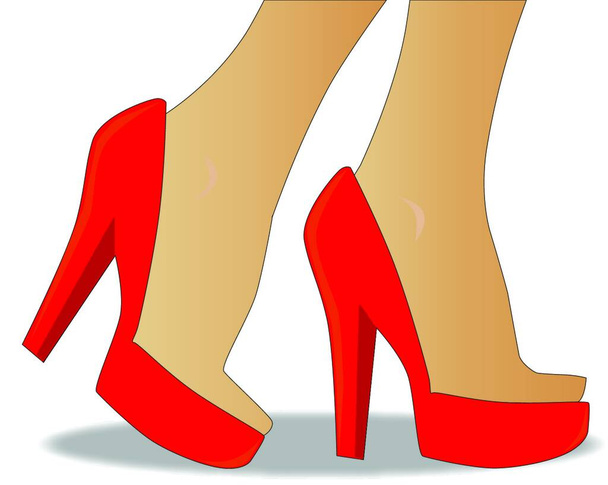 A pair of ankles in red stiletto heals - Vector, imagen