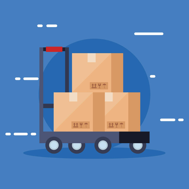 service logistique de livraison et brouette avec boîtes
 - Vecteur, image
