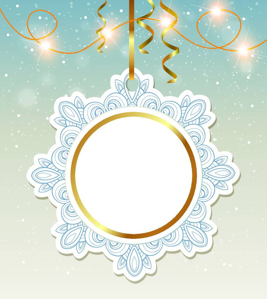 Decorative vector Christmas banner with shining garland - Vektör, Görsel
