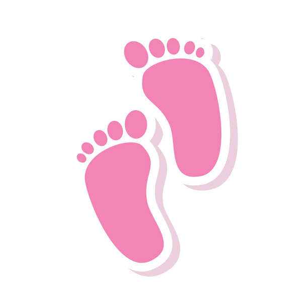 Niedliche Fußabdrücke Baby Ikone isoliert - Vektor, Bild