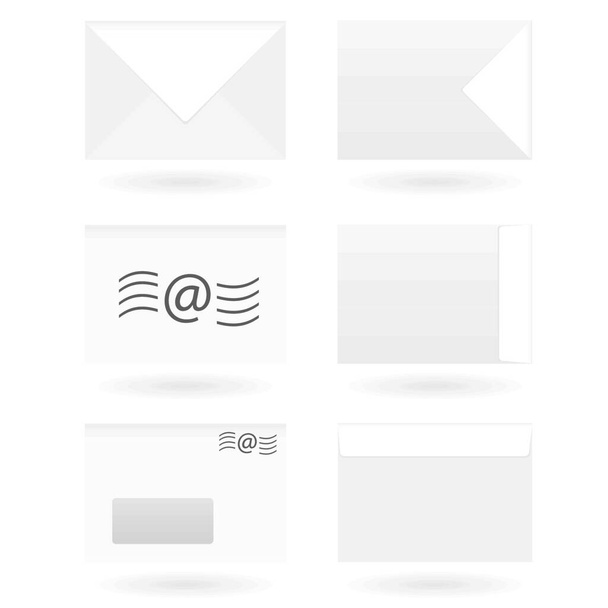 Collection of six envelope icons with drop shadow - Διάνυσμα, εικόνα