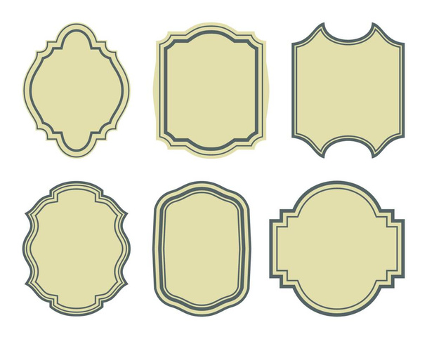 Illustration set of stickers, vintage frames - vector - Вектор,изображение