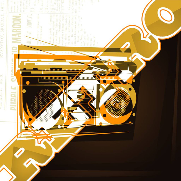 Artistic background with old radio - Vector, Image