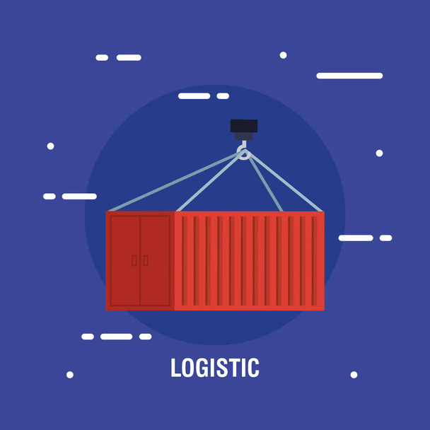 delivery logistic service with container - Vector, Image