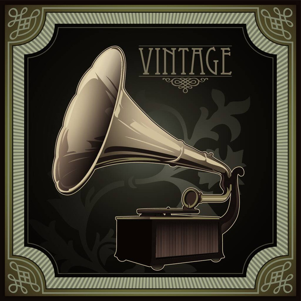 vector illustration of a vintage gramophone - Vector, Image