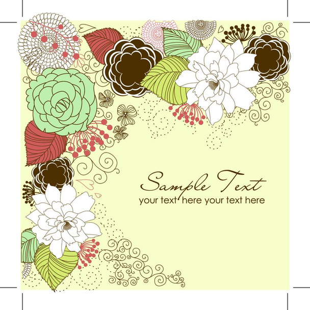 Floral greeting card, vector  - Vektör, Görsel