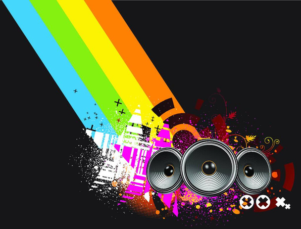 Vector illustration of grunge Background with an Explosion of Colors with music design elements - Διάνυσμα, εικόνα
