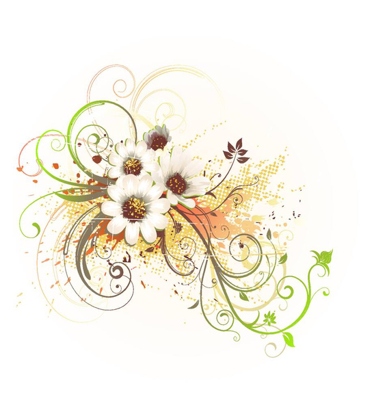 Vector illustration of grunge Floral Decorative background - Vector, afbeelding