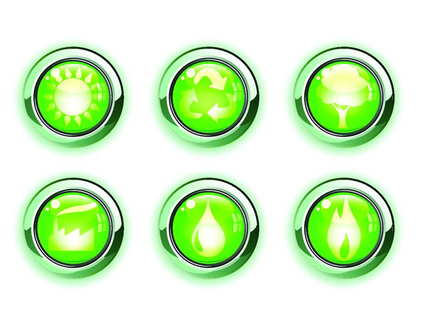 Vector illustration set of green ecologe icons - Vector, Imagen