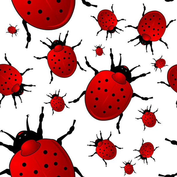 Seamless repeating ladybird design ideal as a background - Vector, imagen