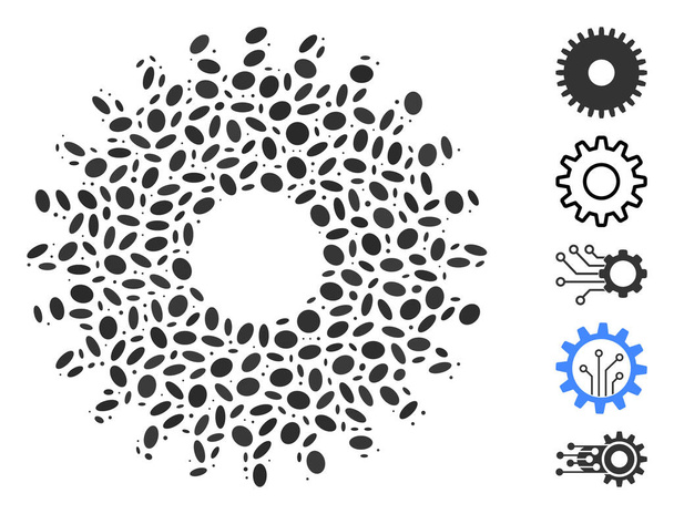Elípse Collage Cogwheel
 - Vector, Imagen