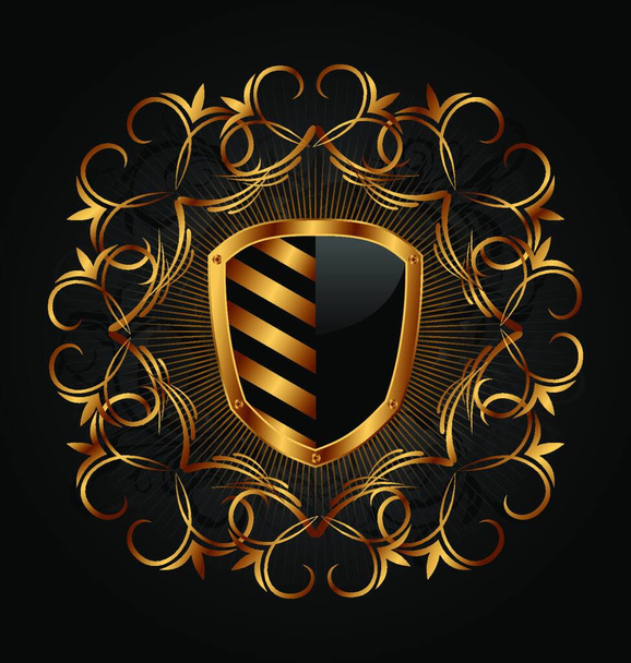 Illustration ornate heraldic shield - vector - Wektor, obraz