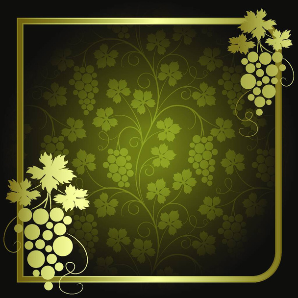 Green background with  frame from gold vine - Διάνυσμα, εικόνα