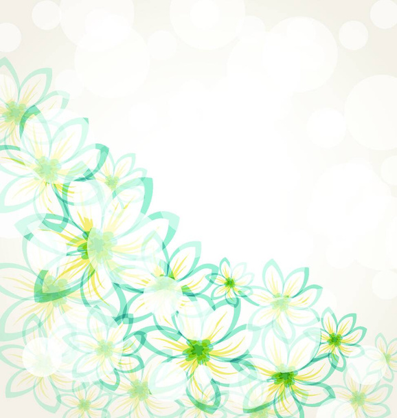 Illustration spring flower background with transparency elements for design card. Vintage style - vector - Вектор,изображение