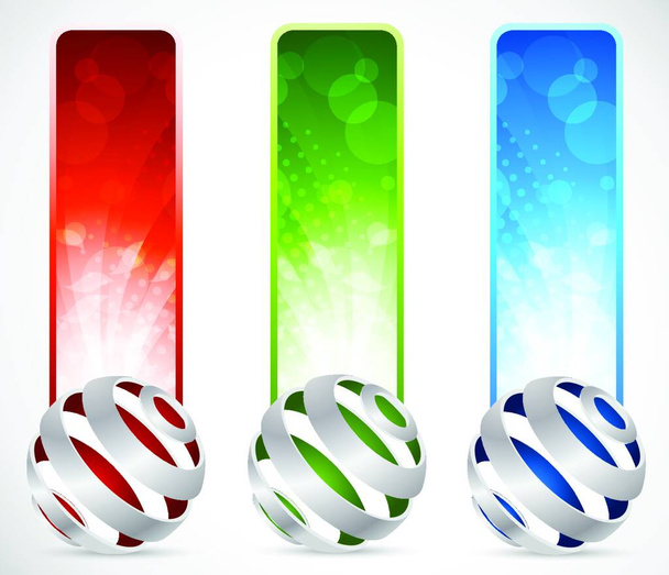 Set of color banners with 3d spheres - Vettoriali, immagini