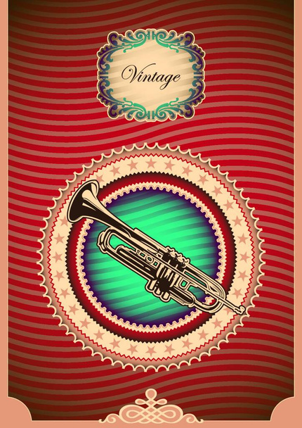 Vintage poster with trumpet - Vektor, obrázek