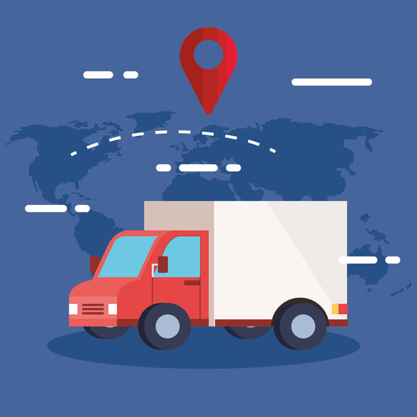 dostawa usług logistycznych z lokalizacji ciężarówki i pin - Wektor, obraz