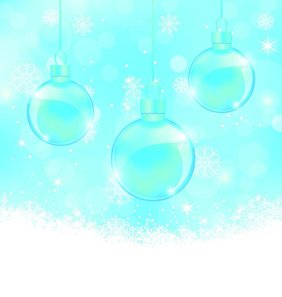 Illustration winter background with Christmas balls and snowflakes - vector - Vecteur, image