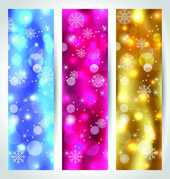 Illustration set Christmas wallpaper with snowflakes - vector - Vetor, Imagem