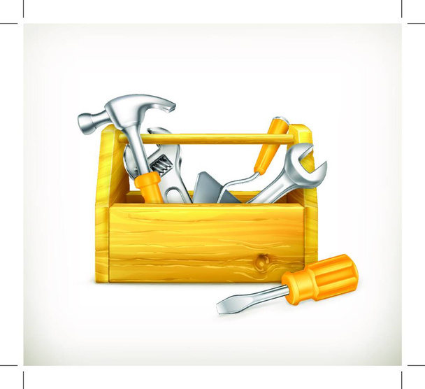 tools, carpentry objects, toolbox - Vektör, Görsel
