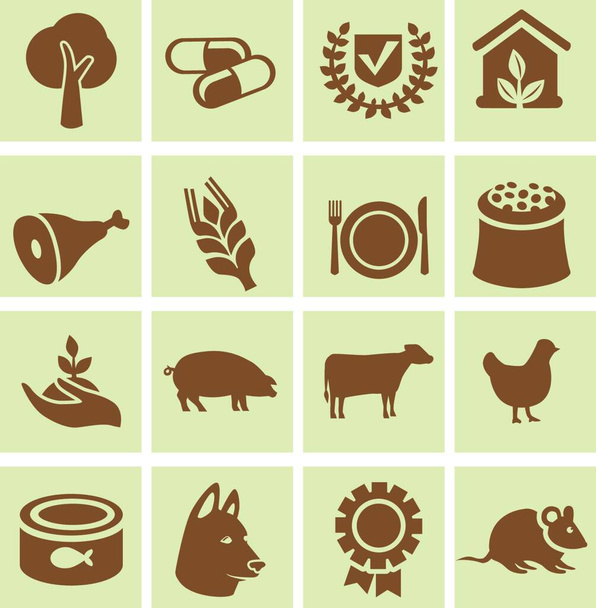 Set of agricultural icons - design elements with signs of animals and plant - ベクター画像