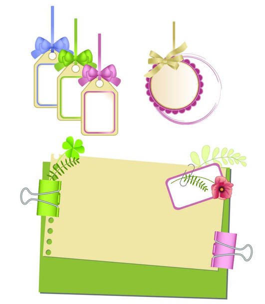 bows, ribbons and paper decorative elements for design - Vetor, Imagem