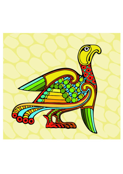 The stylized iridescent bird with the straightened wings - Vector, Image