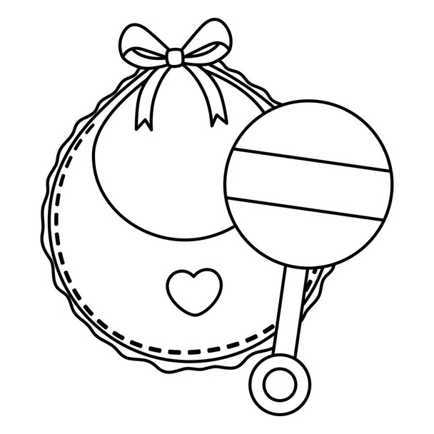 Rasselbaby mit Baby-Lätzchen-Stilikone - Vektor, Bild