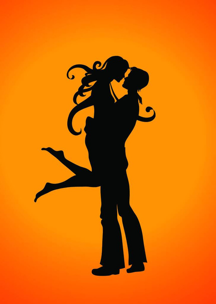 Vector  Illustration Silhouette of the romantic couple - Вектор,изображение