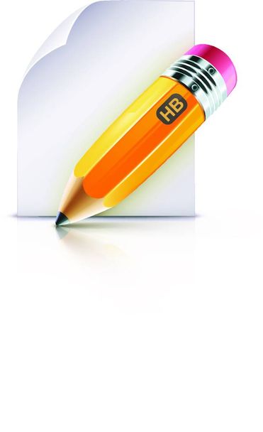 Vector illustration of sharpened fat yellow pencil with paper page - Vektor, kép