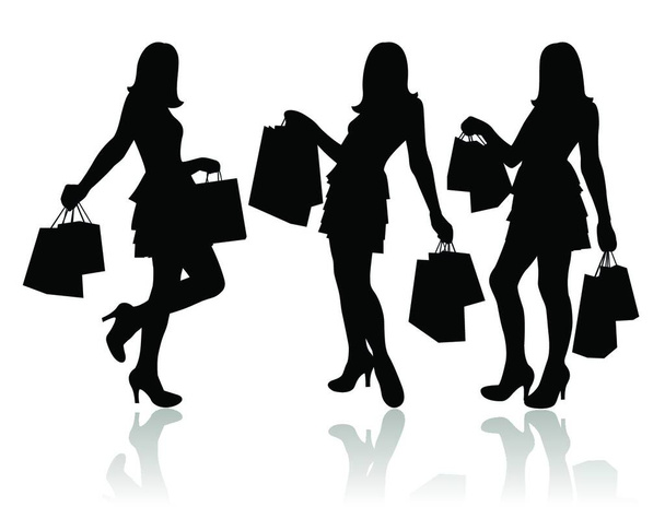 Women with shopping bags - Вектор, зображення