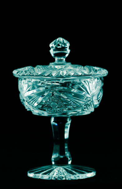 Antique bright crystal holder with lid - Valokuva, kuva