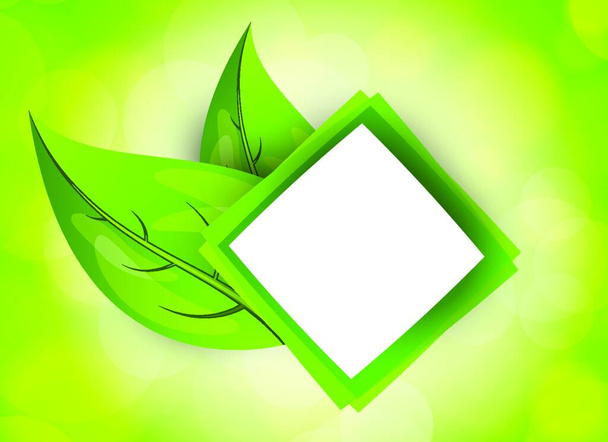 Ikoon in groene kleur met bladeren. Uittreksel - Vector, afbeelding