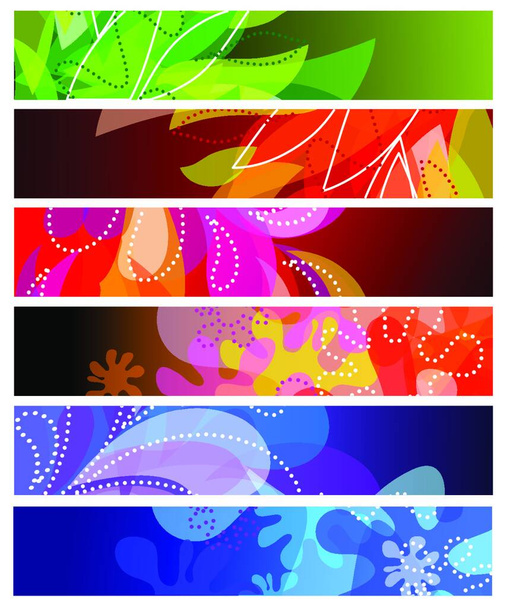 Set of six horizontal decorative banners backgrounds - Διάνυσμα, εικόνα