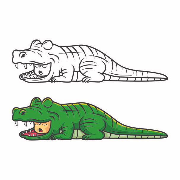 Illustration von Kindern in Krokodilkostümen. für Malbuch - Vektor, Bild