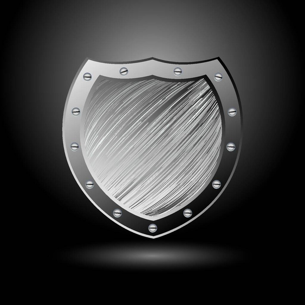 Solid secure metal shield with brushed surface background and spotlight - Vector, Imagen
