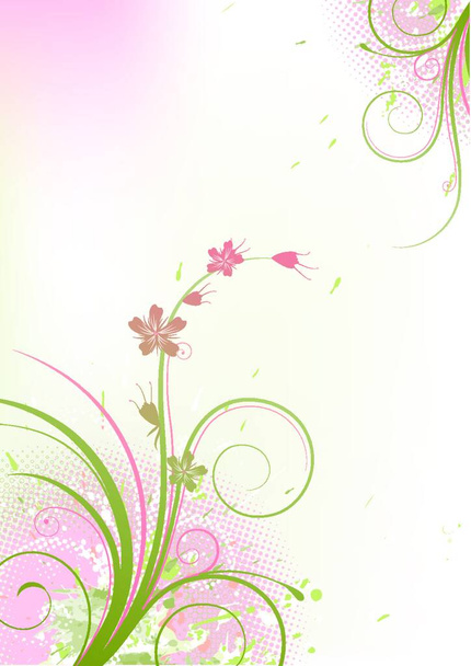 Vector illustration of Grunge Floral Background - ベクター画像