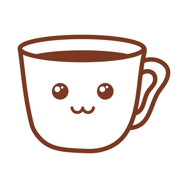 csésze kávé, vonal stílusú ikon - Vektor, kép