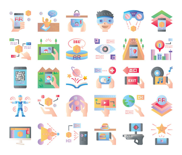 ar gradient vector icons augmented reality stylish design - Vector, Image